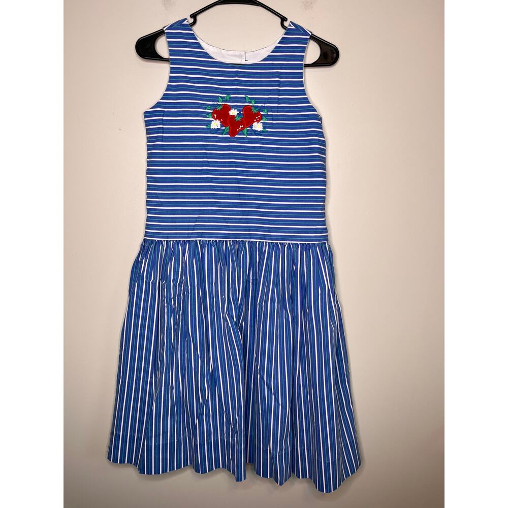 1980s Fast Friends Stripes Strawberry Cottage Coquette Kidcore Jumper Dress S